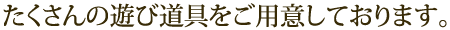 たくさんの遊び道具をご用意しております。