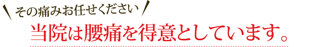 その痛みお任せください!当院は腰痛を得意としています。