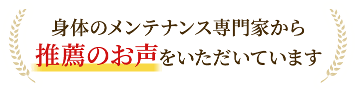 身体のメンテナンス専門家かから推薦のお声をいただいています